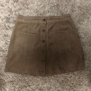 tan button skirt